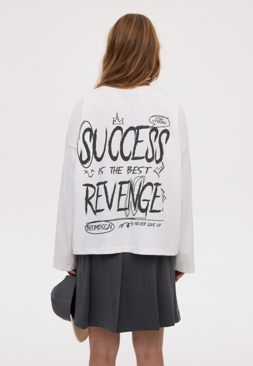 Лонгслів оверсайз вкорочений молочний SUCCESS