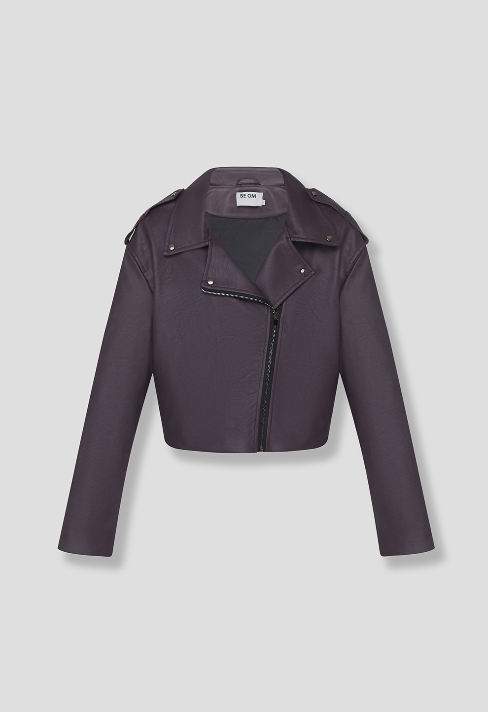 Crop biker jacket burgundy