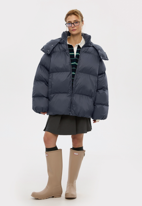 Пуховик оверсайз графітовий