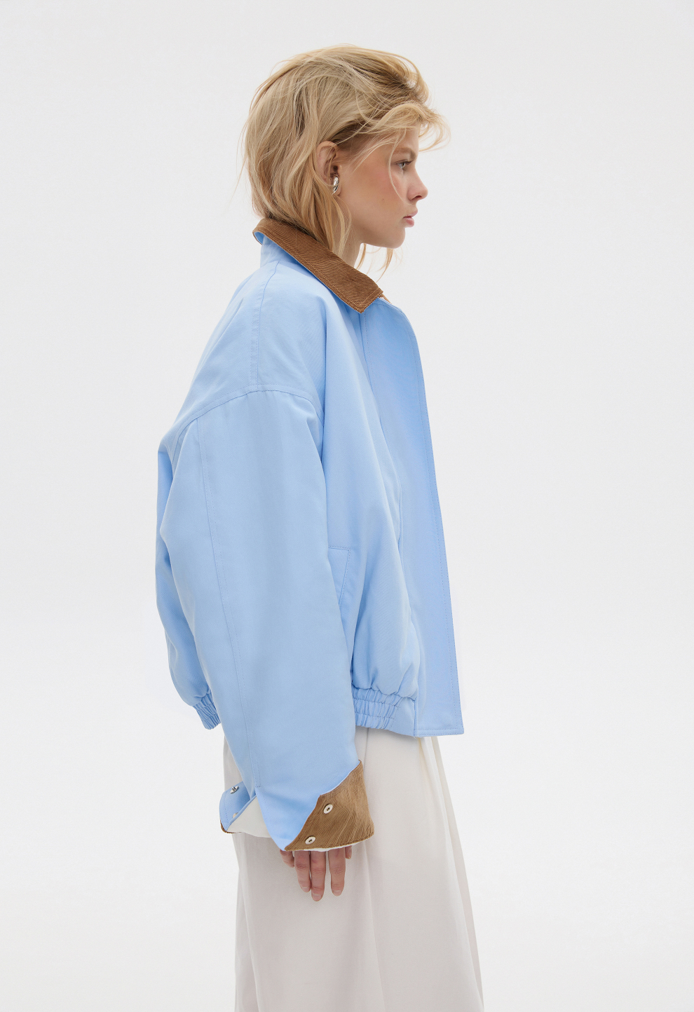 Women’s BEOMDSGN Light Blue Cropped Denim Bomber Jacket