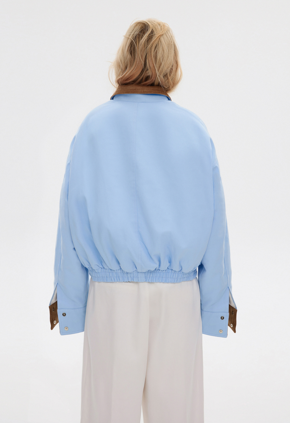 Women’s BEOMDSGN Light Blue Cropped Denim Bomber Jacket