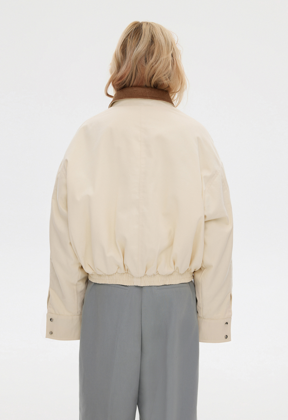 Women’s BEOMDSGN Cream Cropped Denim Bomber Jacket