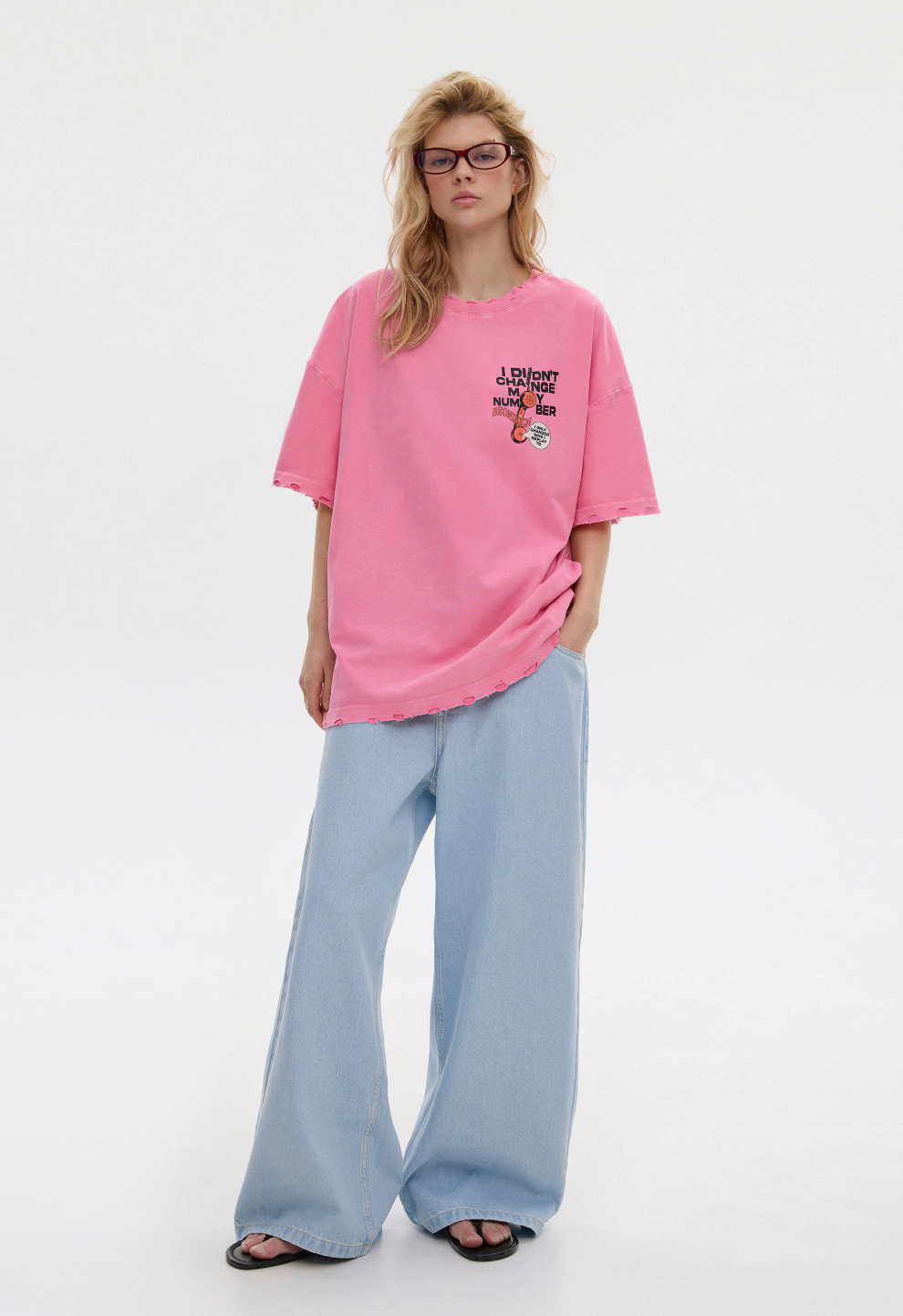 Women’s BEOMDSGN Oversized Pink Washed PHONE T-Shirt