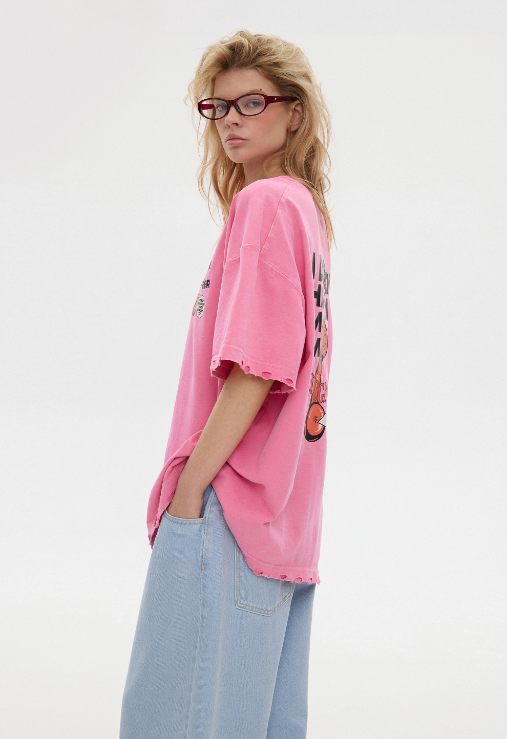 Women’s BEOMDSGN Oversized Pink Washed PHONE T-Shirt