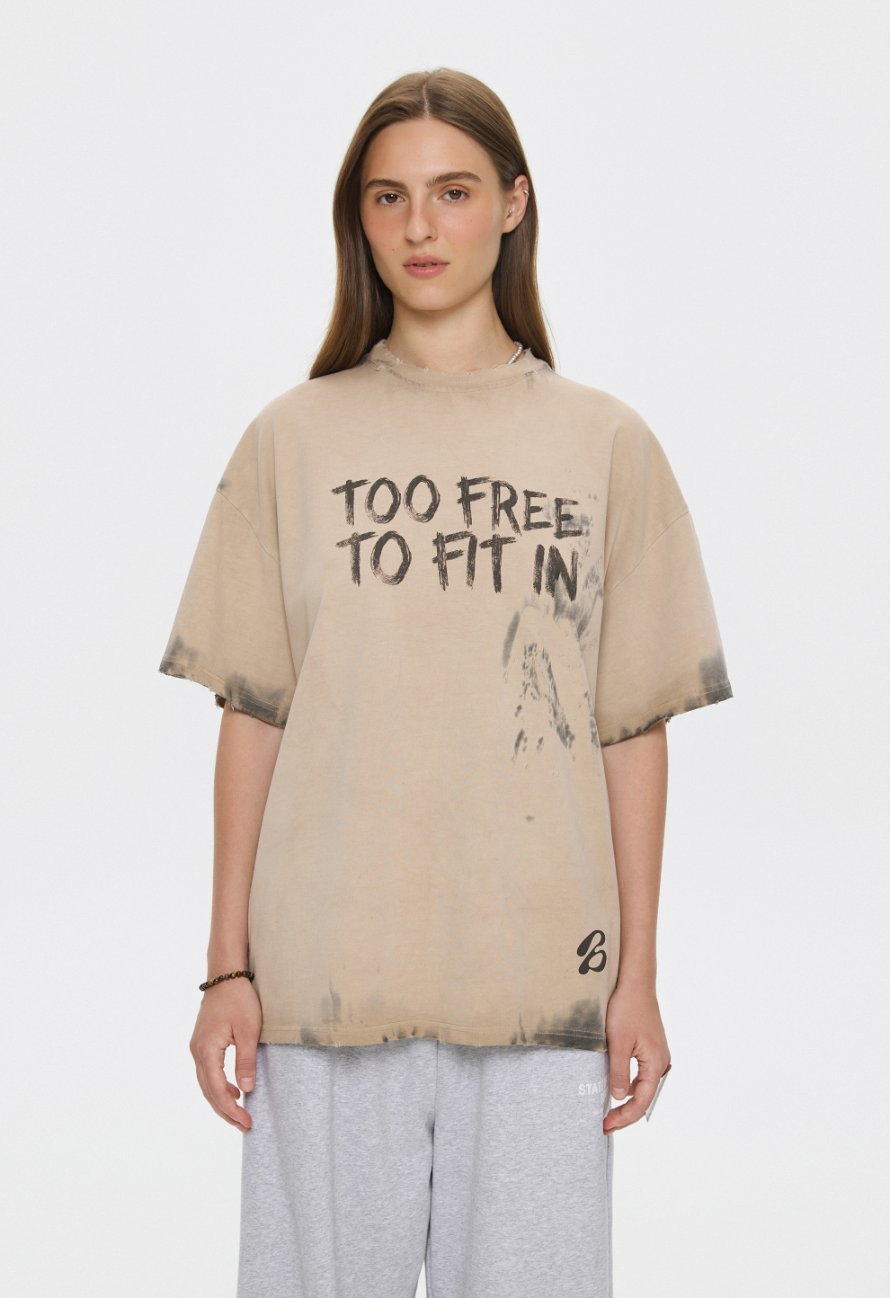 Жіноча футболка оверсайз vintage wash у бежевому кольорі Too Free