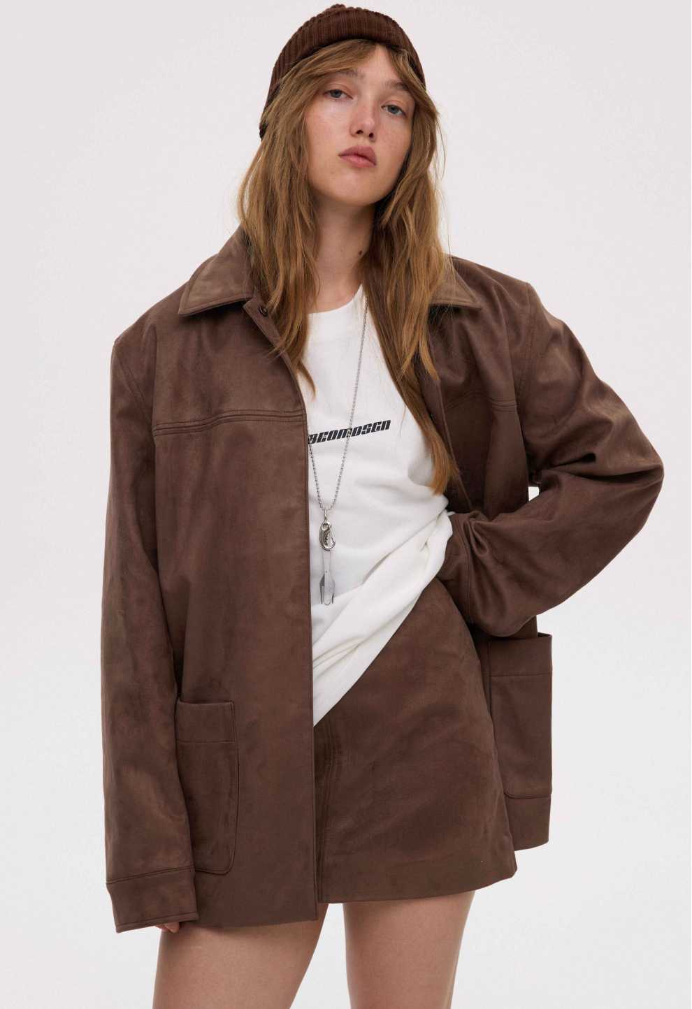 Brown eco-suede jacket