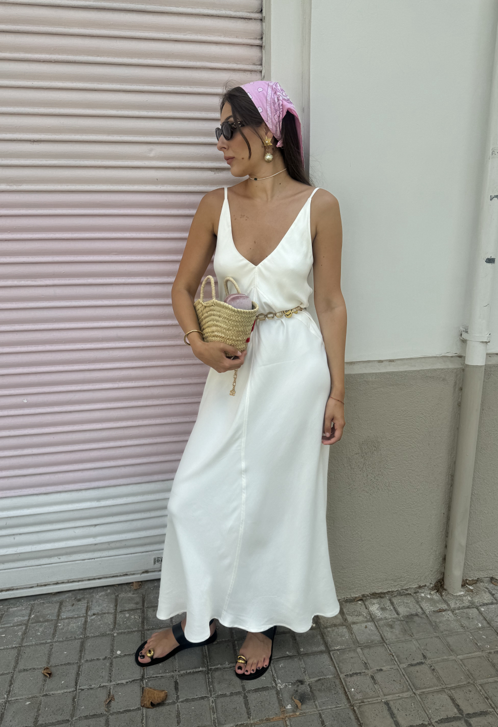 Satin copper milk sundress