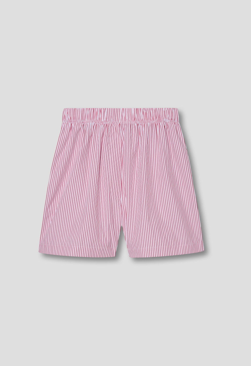 Red and white striped cotton shorts