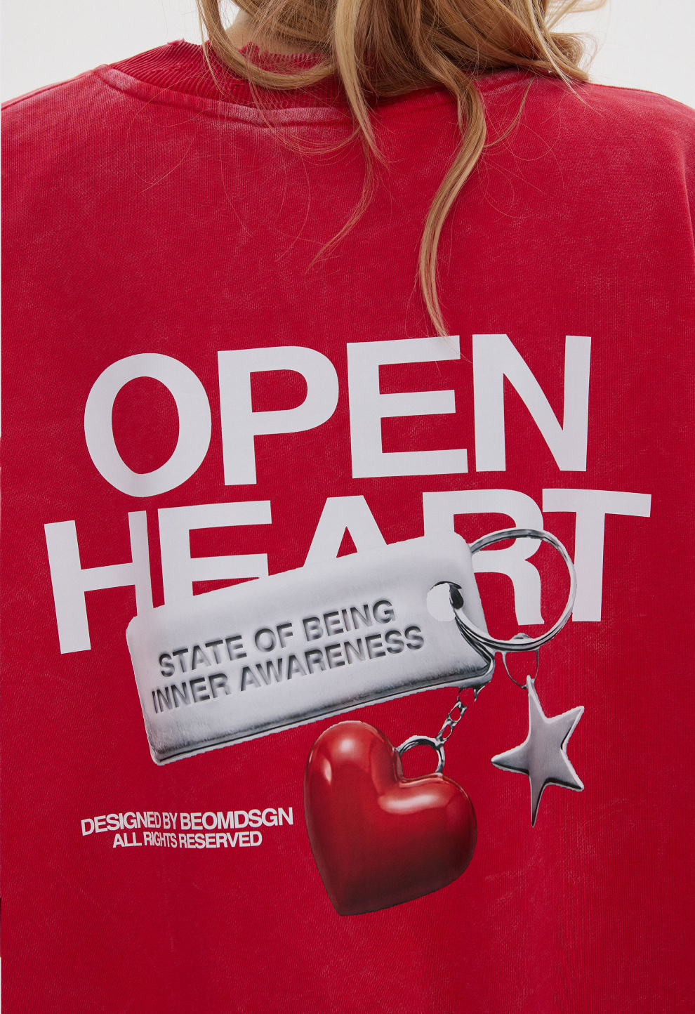 Жіночий світшот BEOMDSGN червоний варений з принтом OPEN HEART