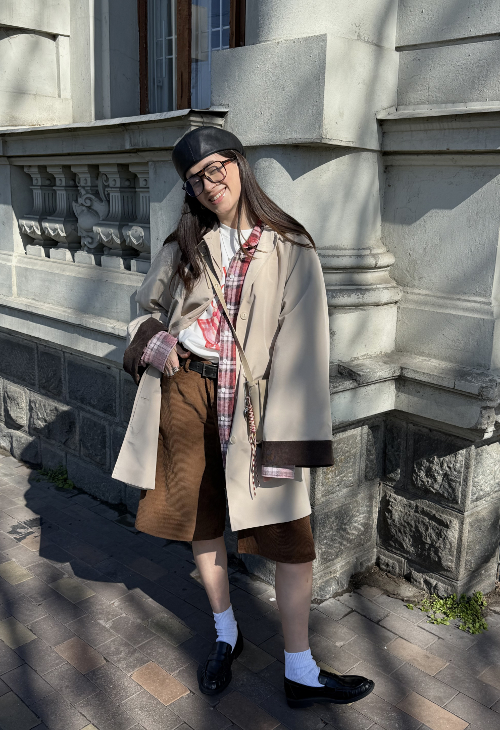 Beige trench coat