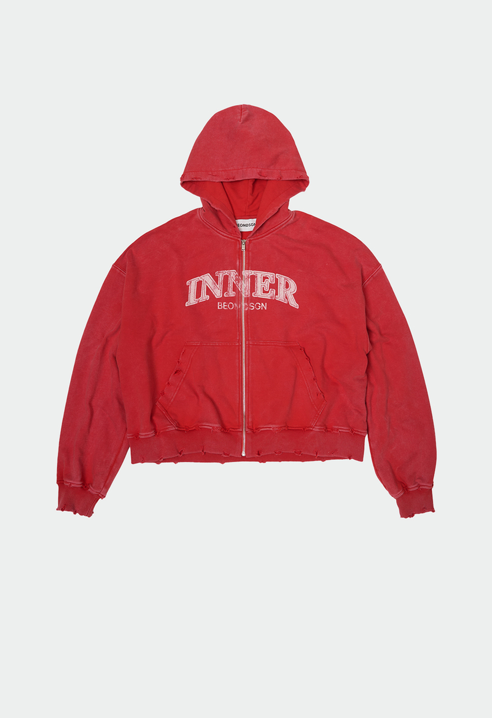 Жіноче зіп-худі Inner у червоному vintage wash кольорі