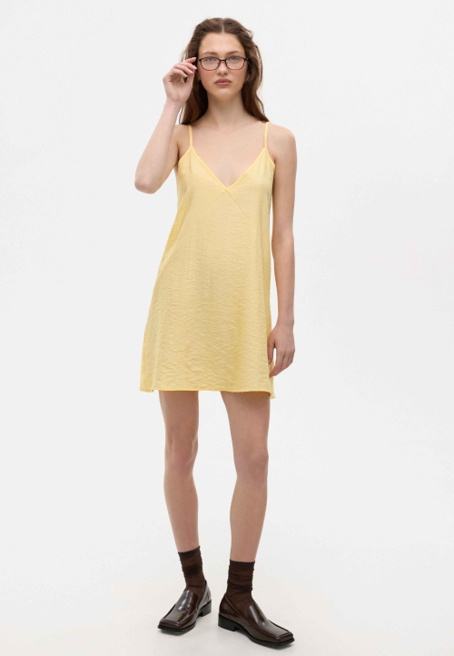 Сарафан з жатої бавовни жовтий міні