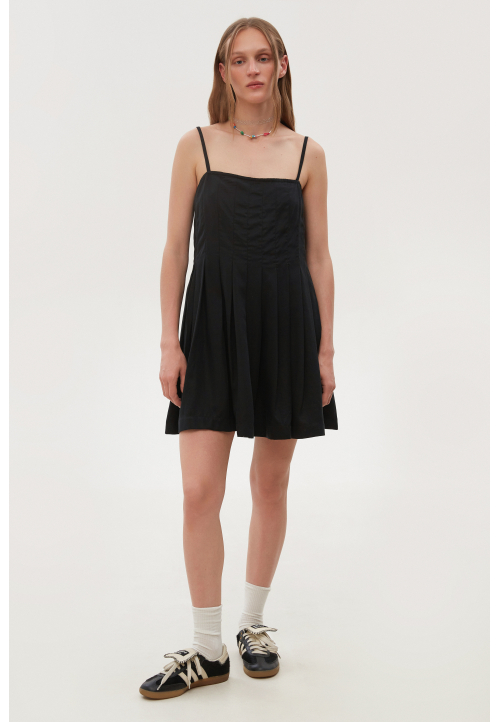 Сарафан зі складками міні чорний