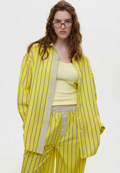 Сорочка бавовняна жовто-молочна