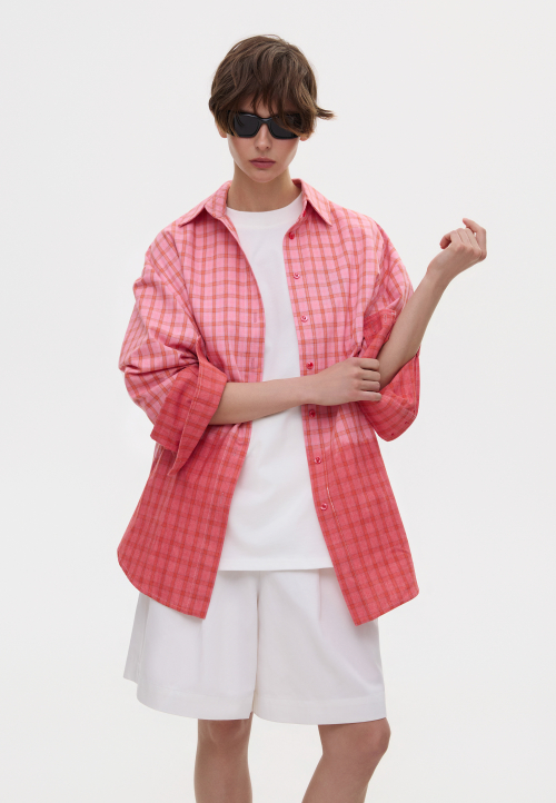 Жіноча сорочка oversize рожева gradient