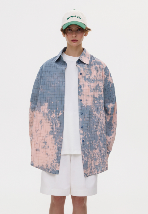Жіноча сорочка oversize блакитна gradient