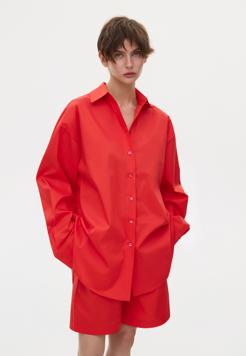 Жіноча сорочка oversize червона