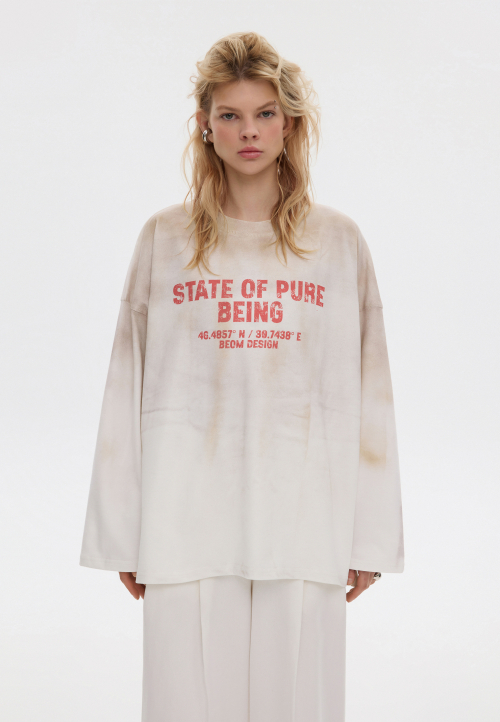 Лонгслів оверсайз молочний STATE OF PURE