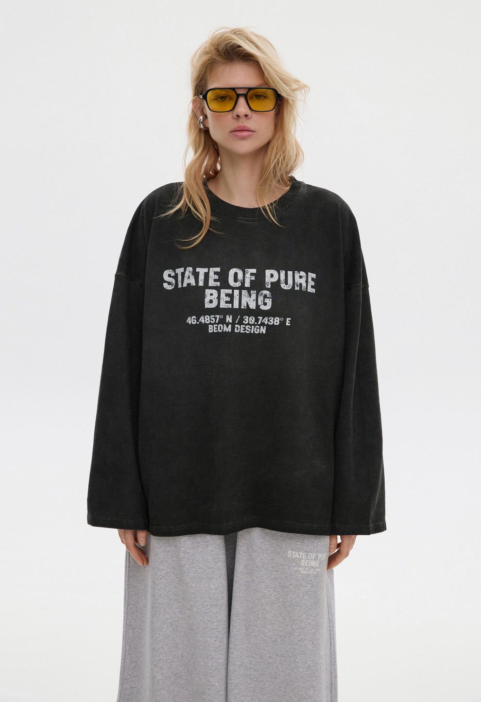 Жіночий лонгслів BEOMDSGN oversize чорний варений STATE OF PURE