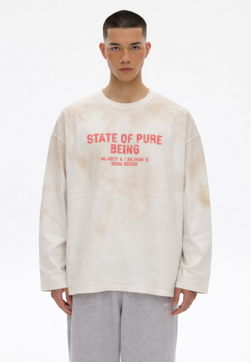 Лонгслів оверсайз молочний STATE OF PURE