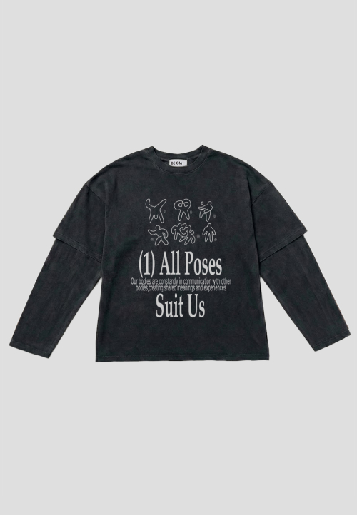 Лонгслів оверсайз графітовий All poses