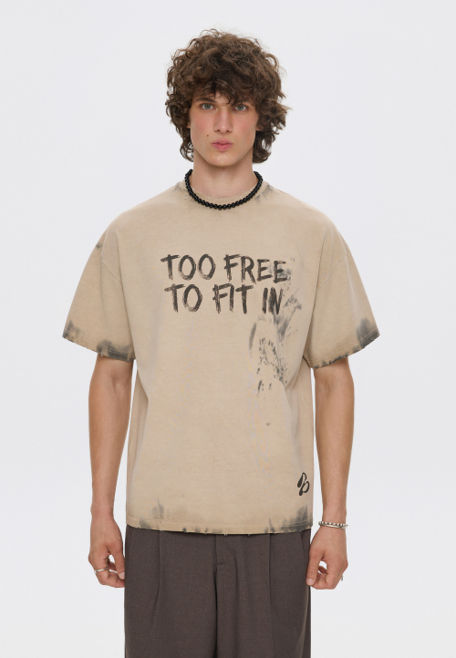 Чоловіча футболка оверсайз vintage wash бежева TOO FREE