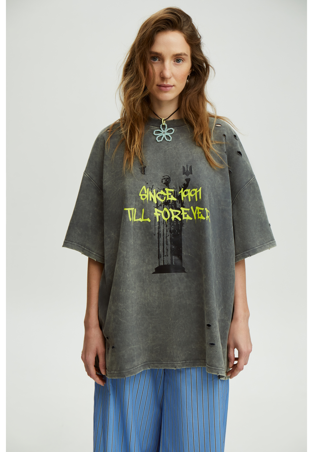 Oversized T-shirt graphite boiled Forever