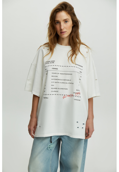 Футболка оверсайз молочна Independence