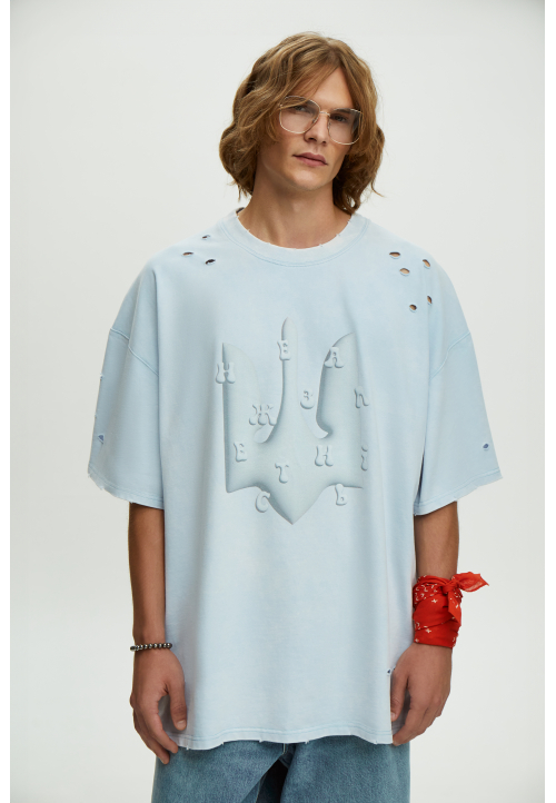 Футболка оверсайз блакитна виварена Незалежність