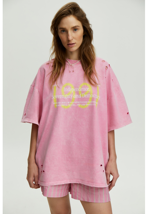 Футболка оверсайз рожева виварена 1991