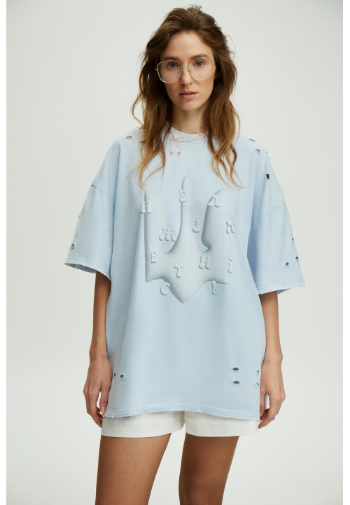 Футболка оверсайз блакитна виварена Незалежність