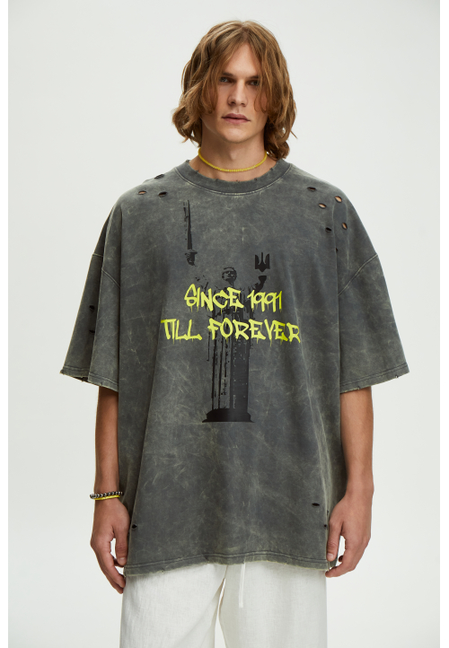 Футболка оверсайз графітова виварена Forever